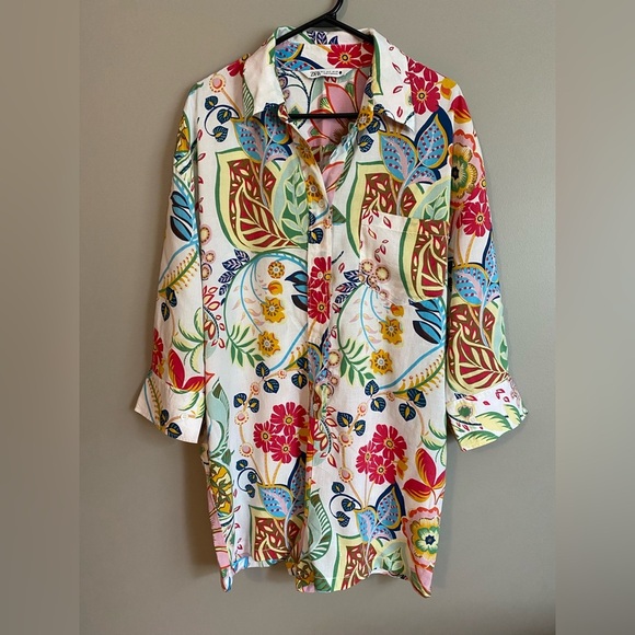 Zara Pants - Zara Floral Tropical Baggy Romper Size S